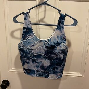 GAIAM Blue and White Marble Crop Top